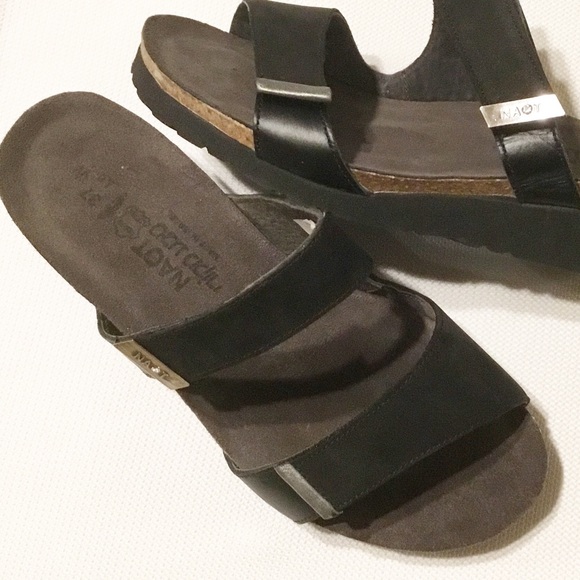 Naot Shoes Naot Wide Black 2 Strap Slip On Flat Sandals Nib Poshmark
